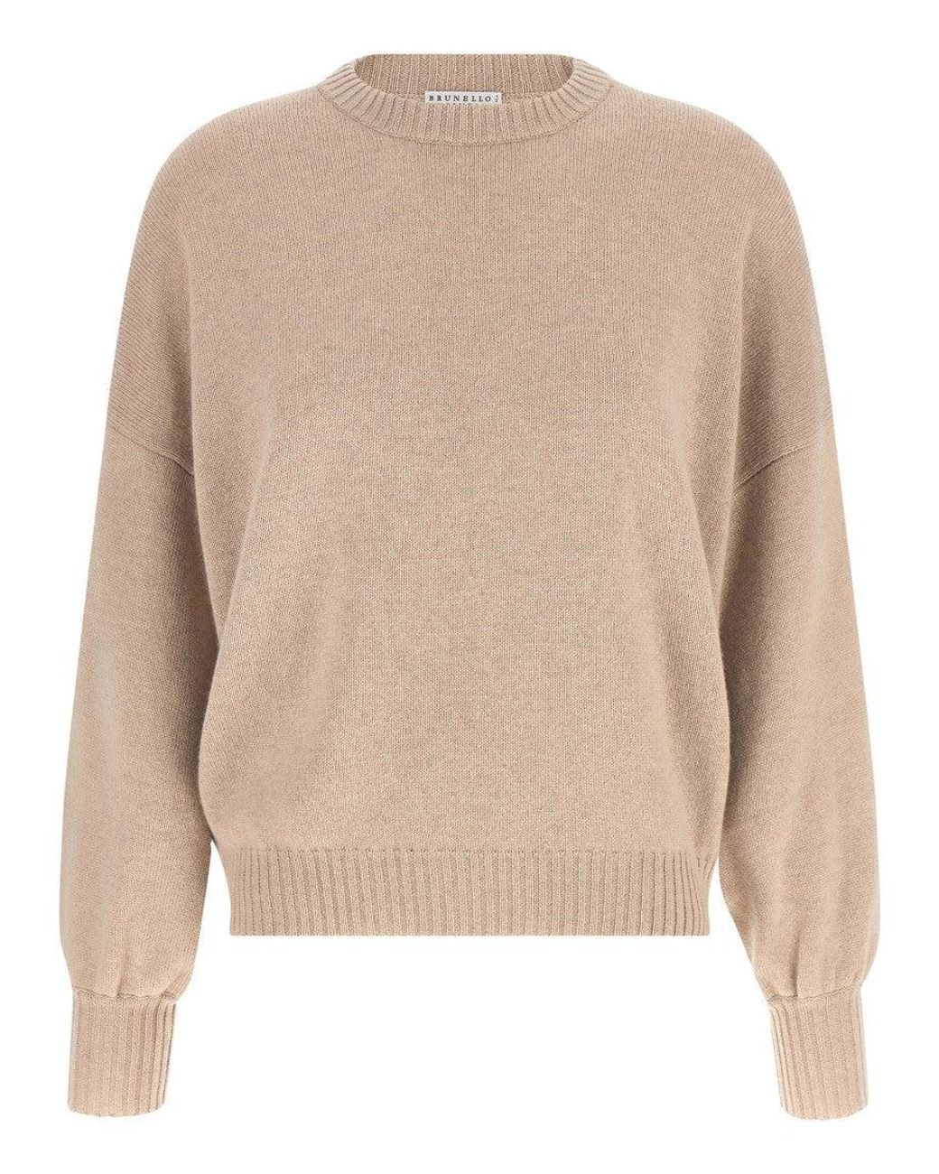 Brunello Cucinelli Natural Solid Crew Neck Sweater