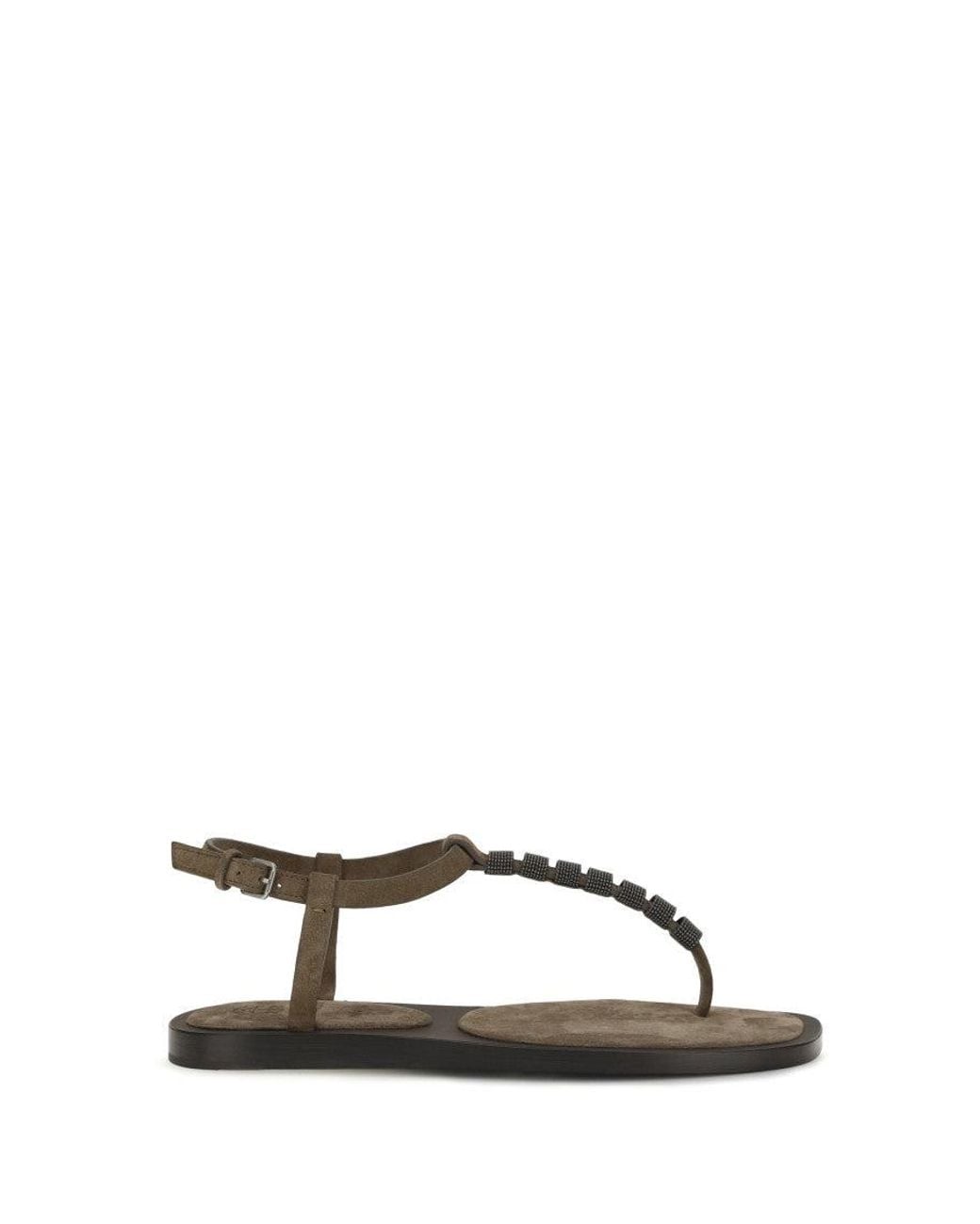 Brunello Cucinelli Brown Embellished Sandals