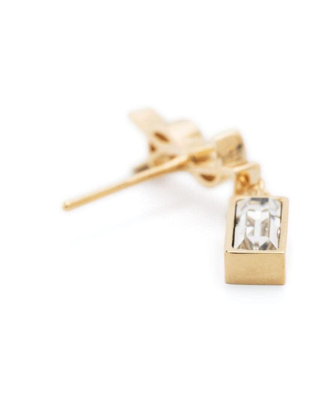 Saint Laurent White Golden Cassandre Rhinestones Single Earring