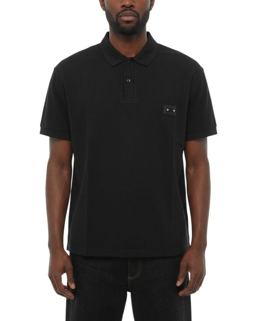Neil Barrett Black Solid Shirt Collar Polo for men