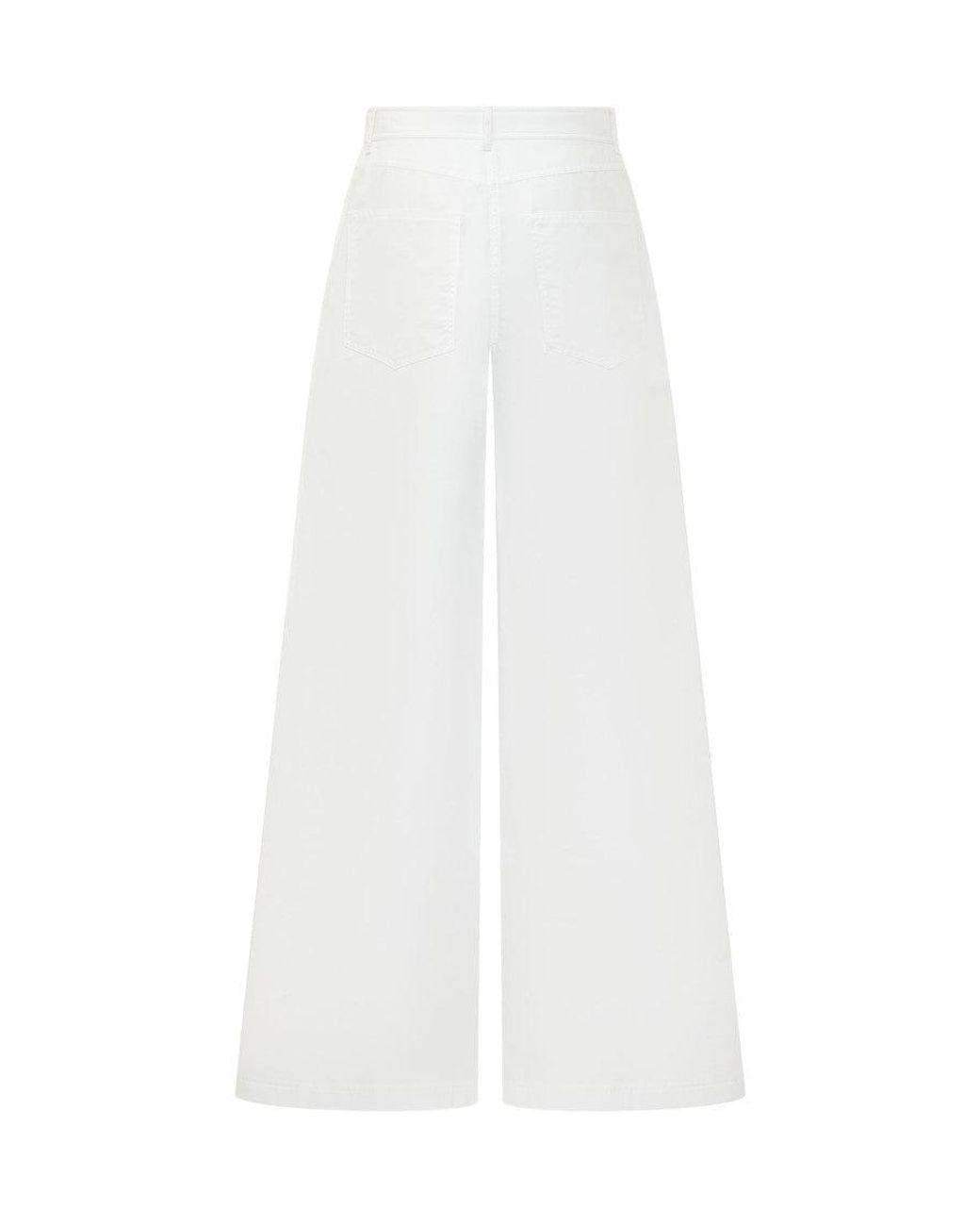MSGM White Relaxed Flat Front Pants