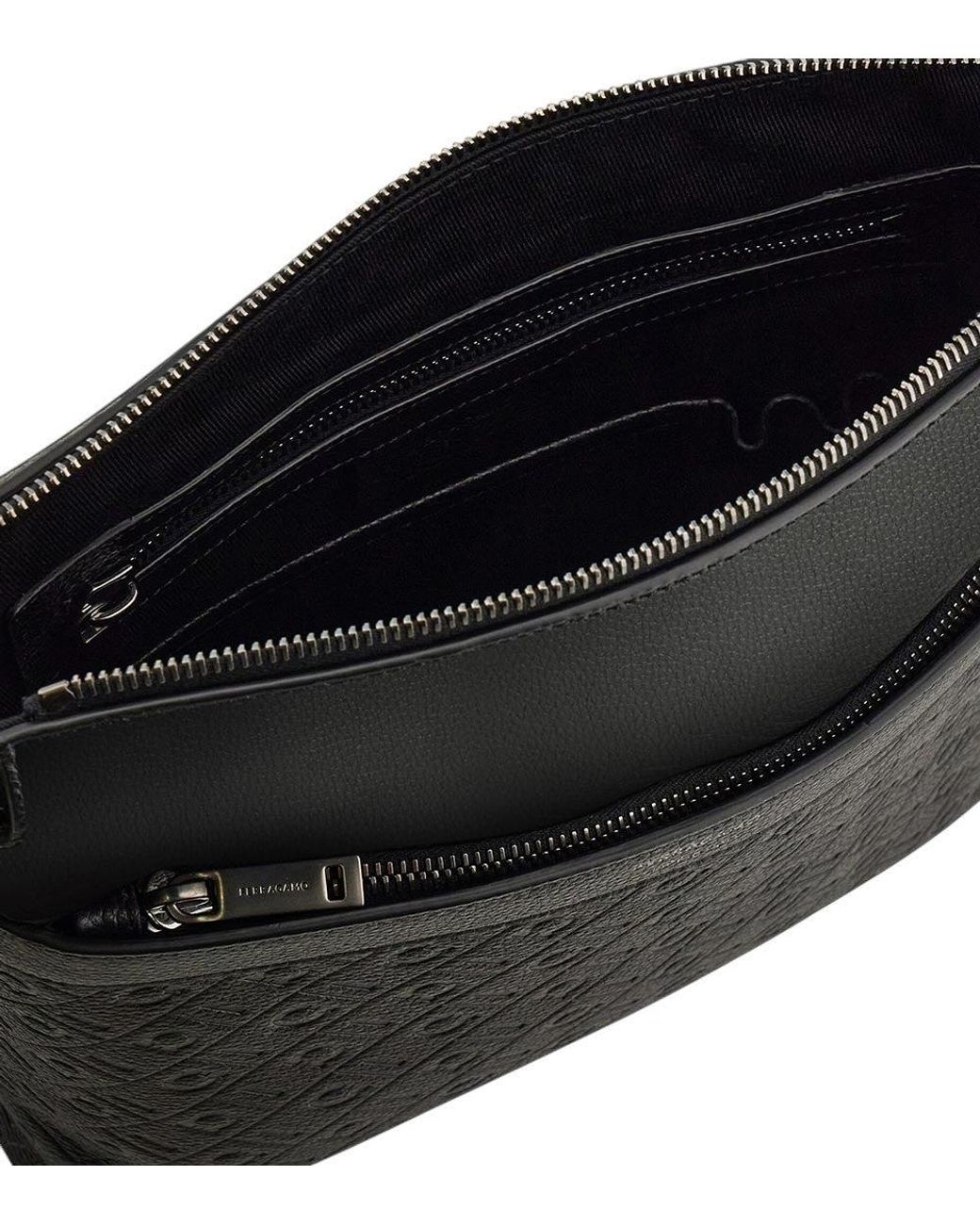 Ferragamo Black Monogram Small Messenger Bag for men