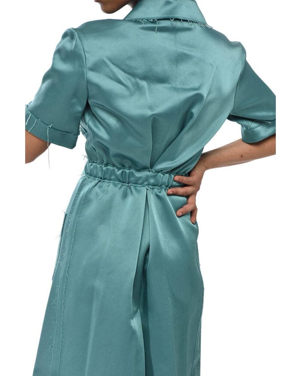 Off-White c/o Virgil Abloh Blue Shirt Collar Knee Length Dress