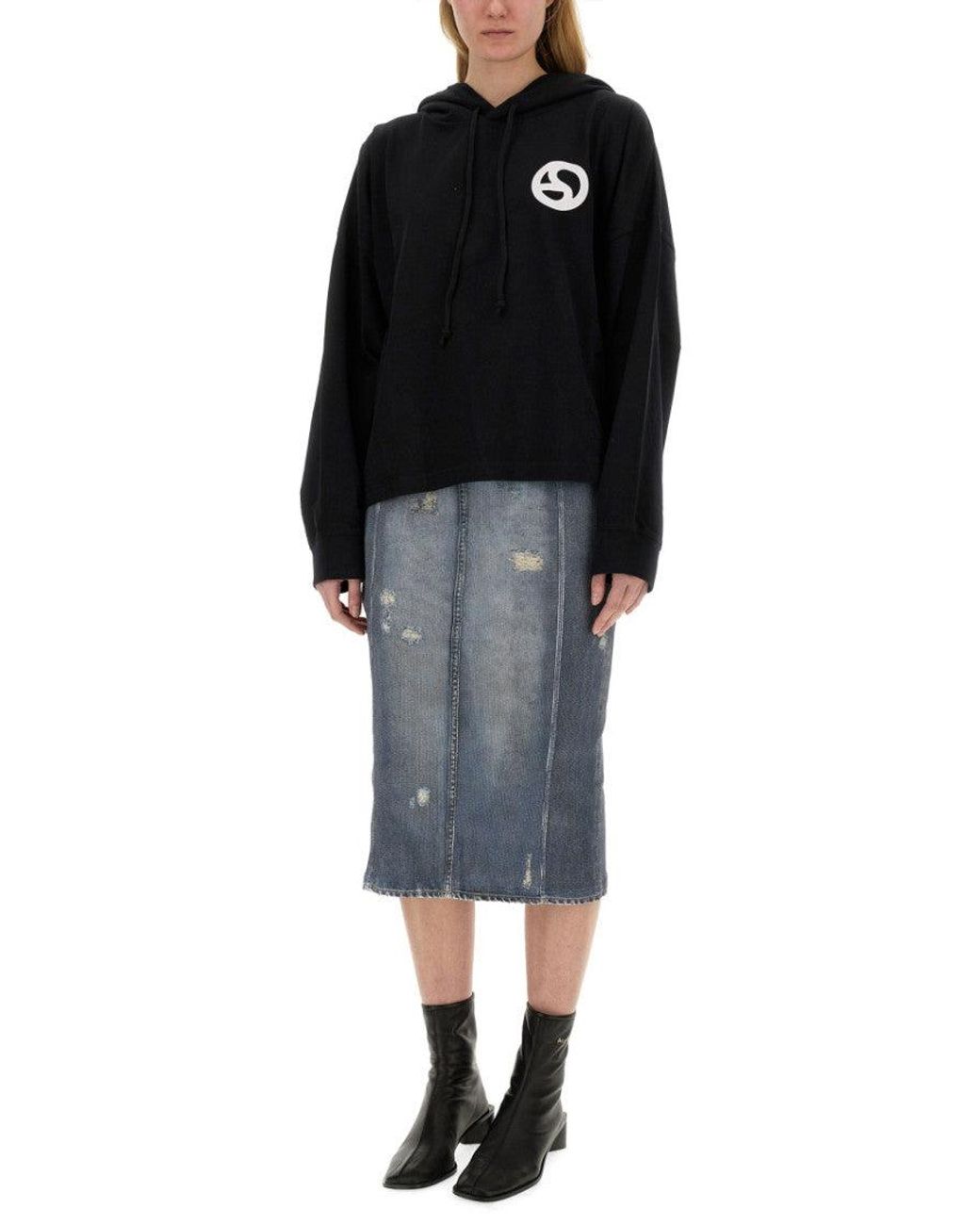 Acne Black Oversized Logo Hoodie
