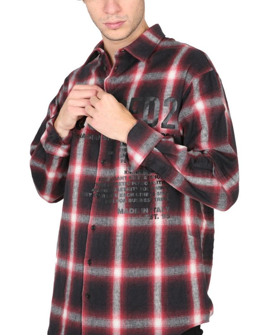 DSquared² Red Regular Plaid Shirt for men