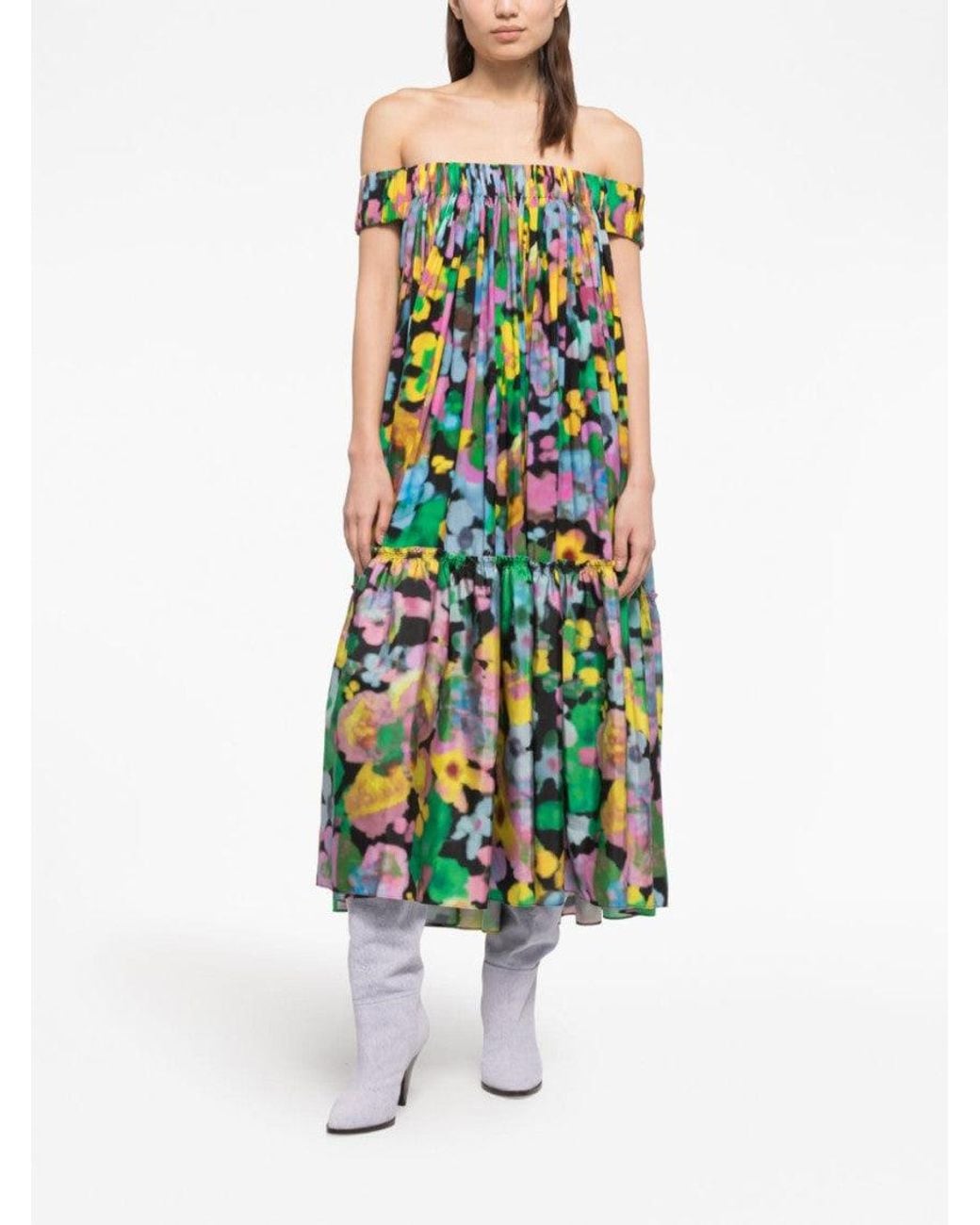AZ FACTORY Multicolor Off Shoulder Midi Dress