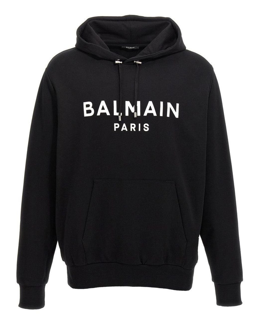 Balmain Black Logo Print Hoodie for men