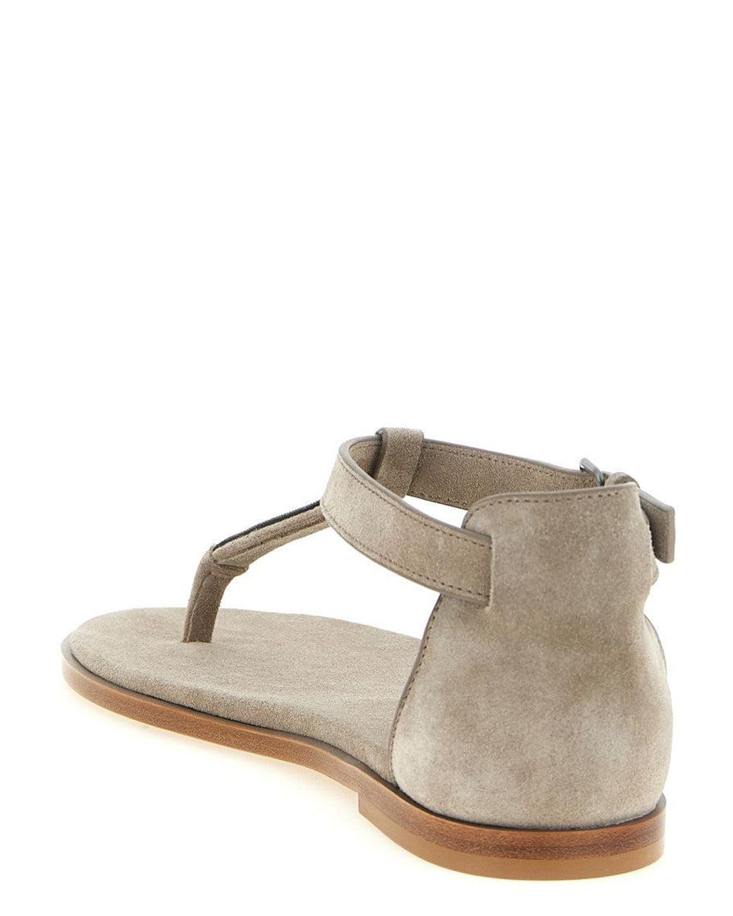 Brunello Cucinelli Natural Ankle-Strap Sandals