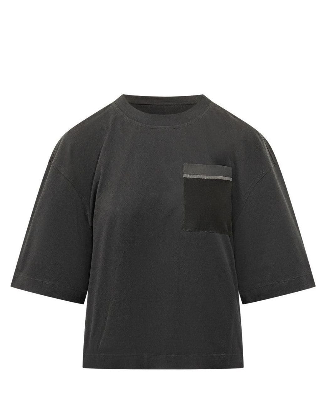 Brunello Cucinelli Black Solid Crew Neck T-Shirt