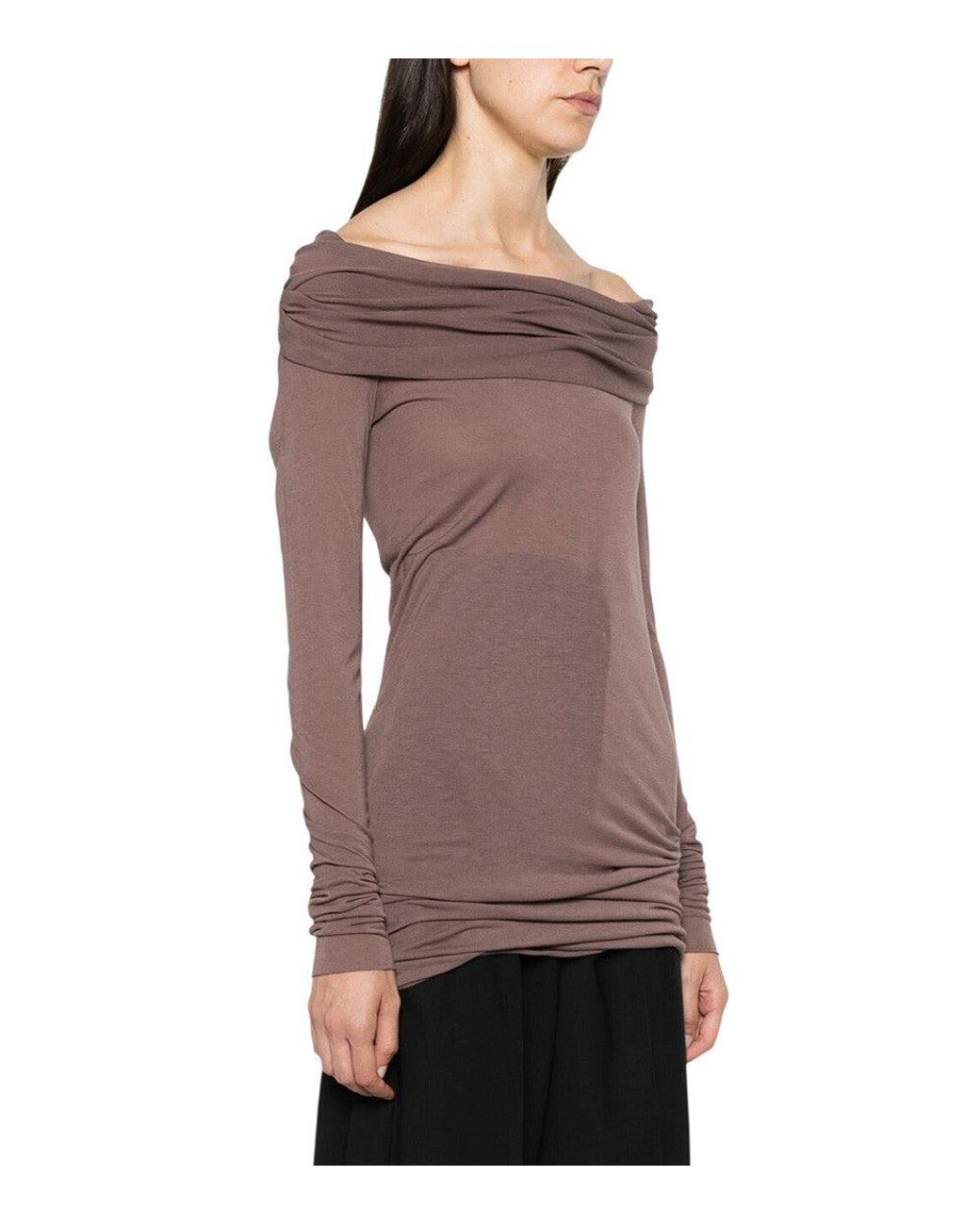 Rick Owens Black Off Shoulder Top