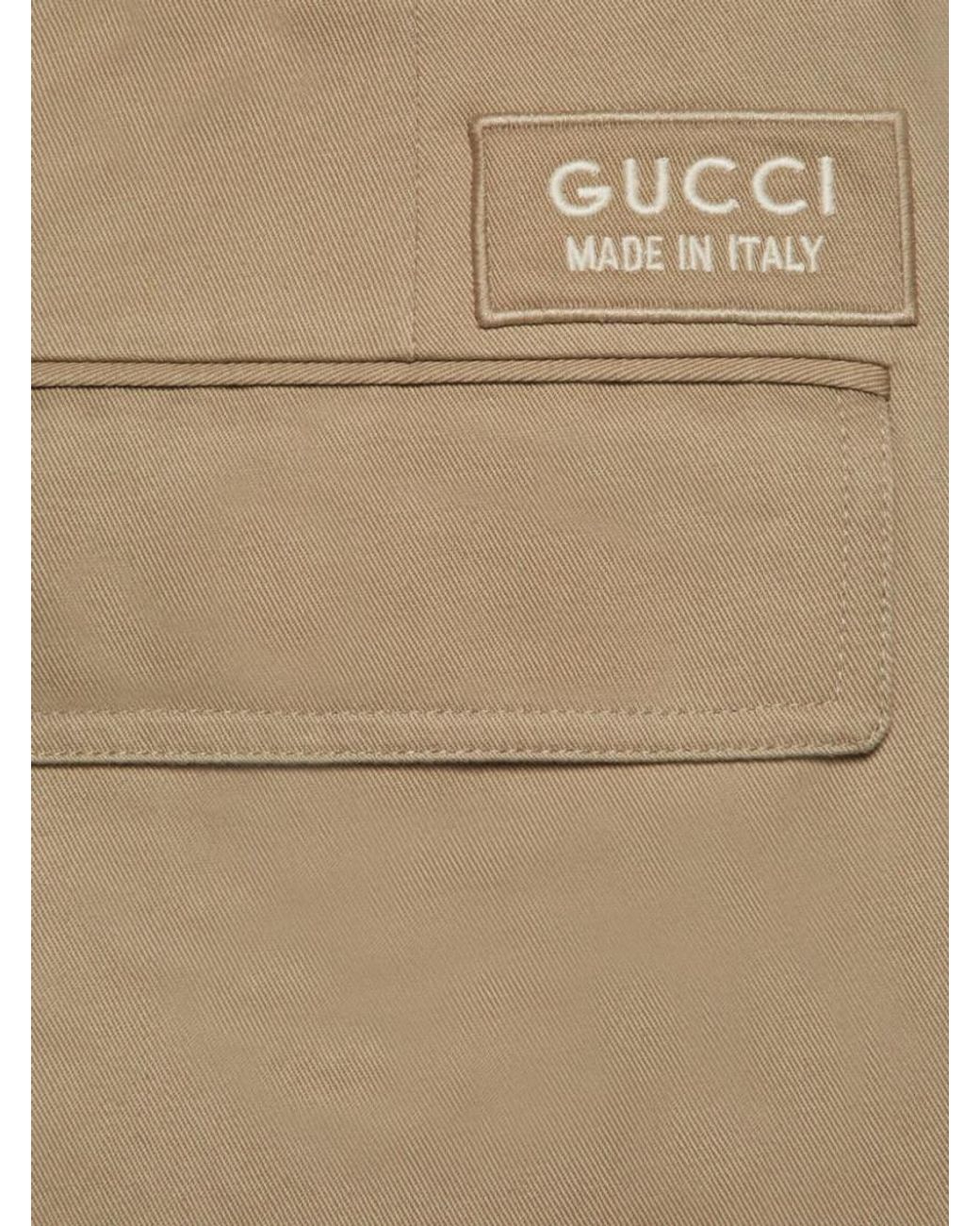 Gucci Natural High-Waisted Pants With Logo Patch for men