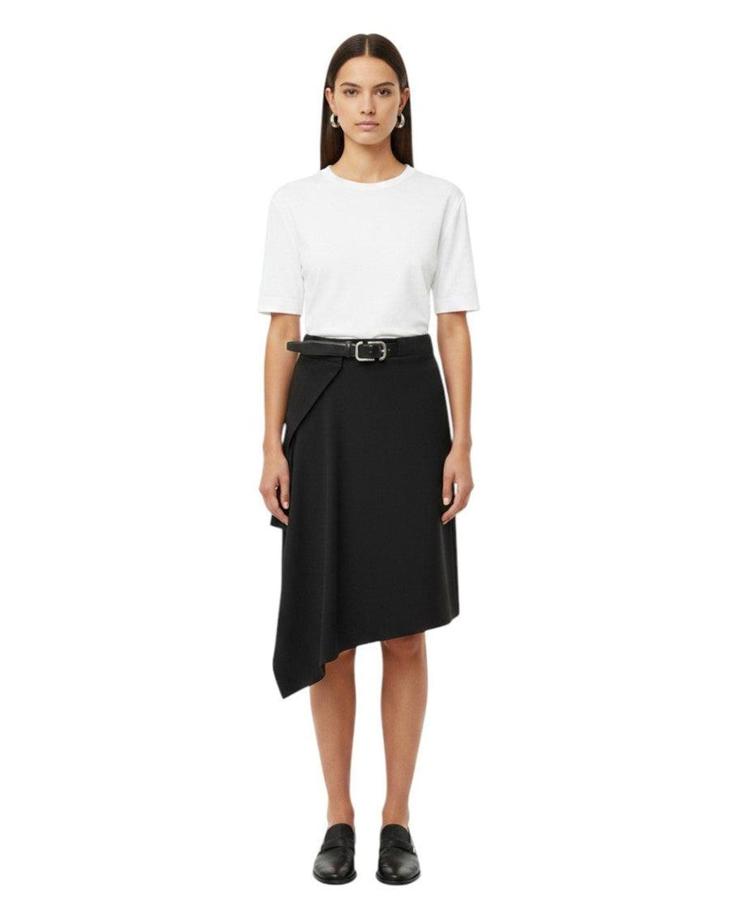 The Attico White Solid Midi Skirt