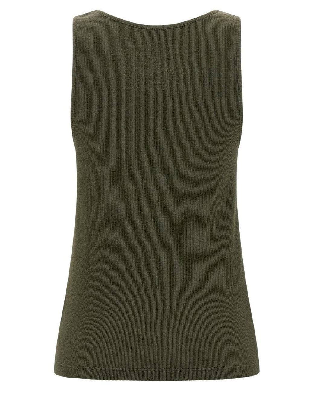 Saint Laurent Green Round Neck Ribbed Tank Top