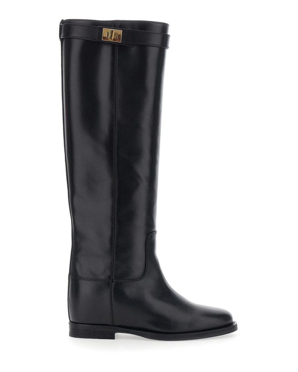 Via Roma 15 Black High-Knee Leather Boots
