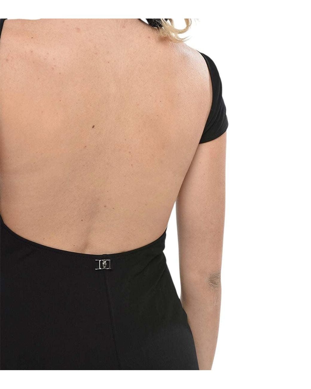DSquared² Black Boat Neck Full Length Dress