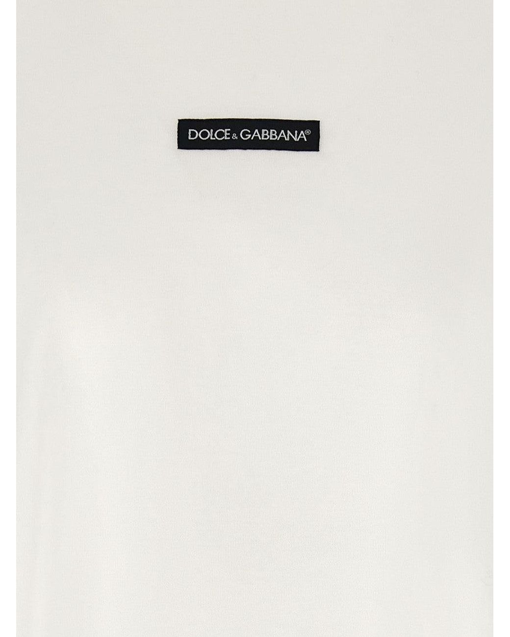 Dolce & Gabbana White Dolce & Gabbana Logo Patch T-Shirt for men