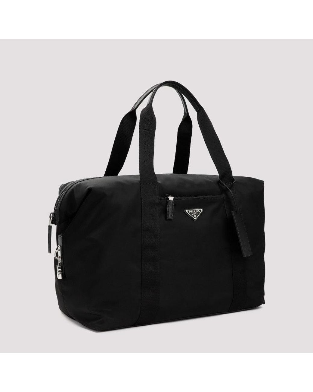 Prada Black Logo Duffle Bag for men