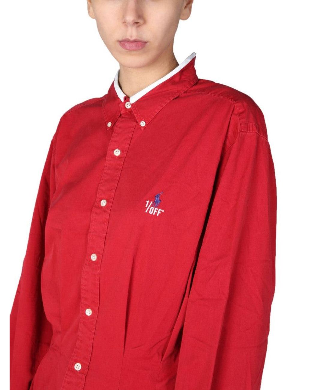 1/OFF Red Oversized Logo Shirt