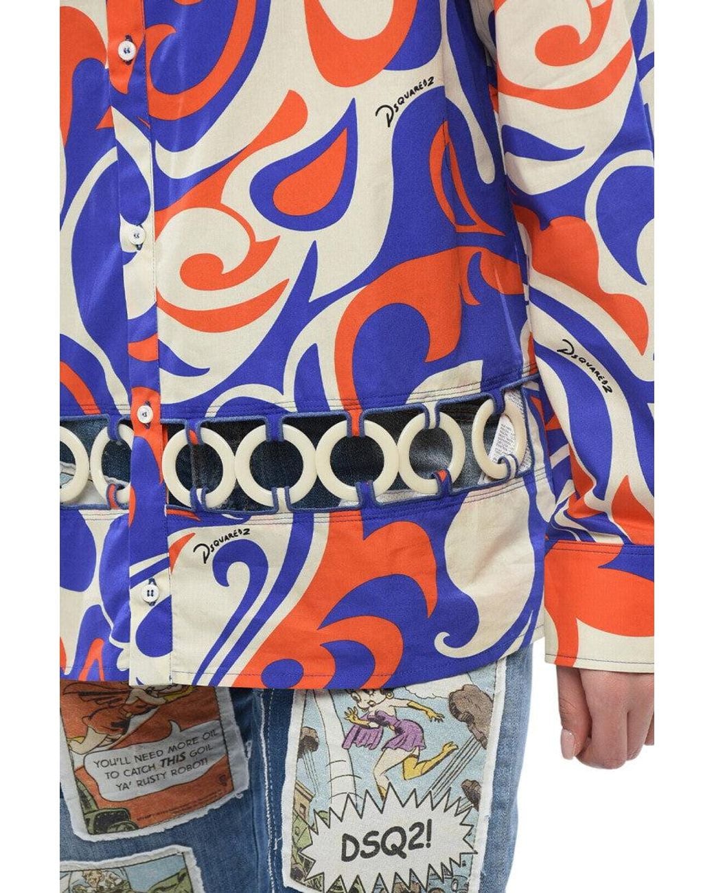 DSquared² Blue Regular Abstract Shirt