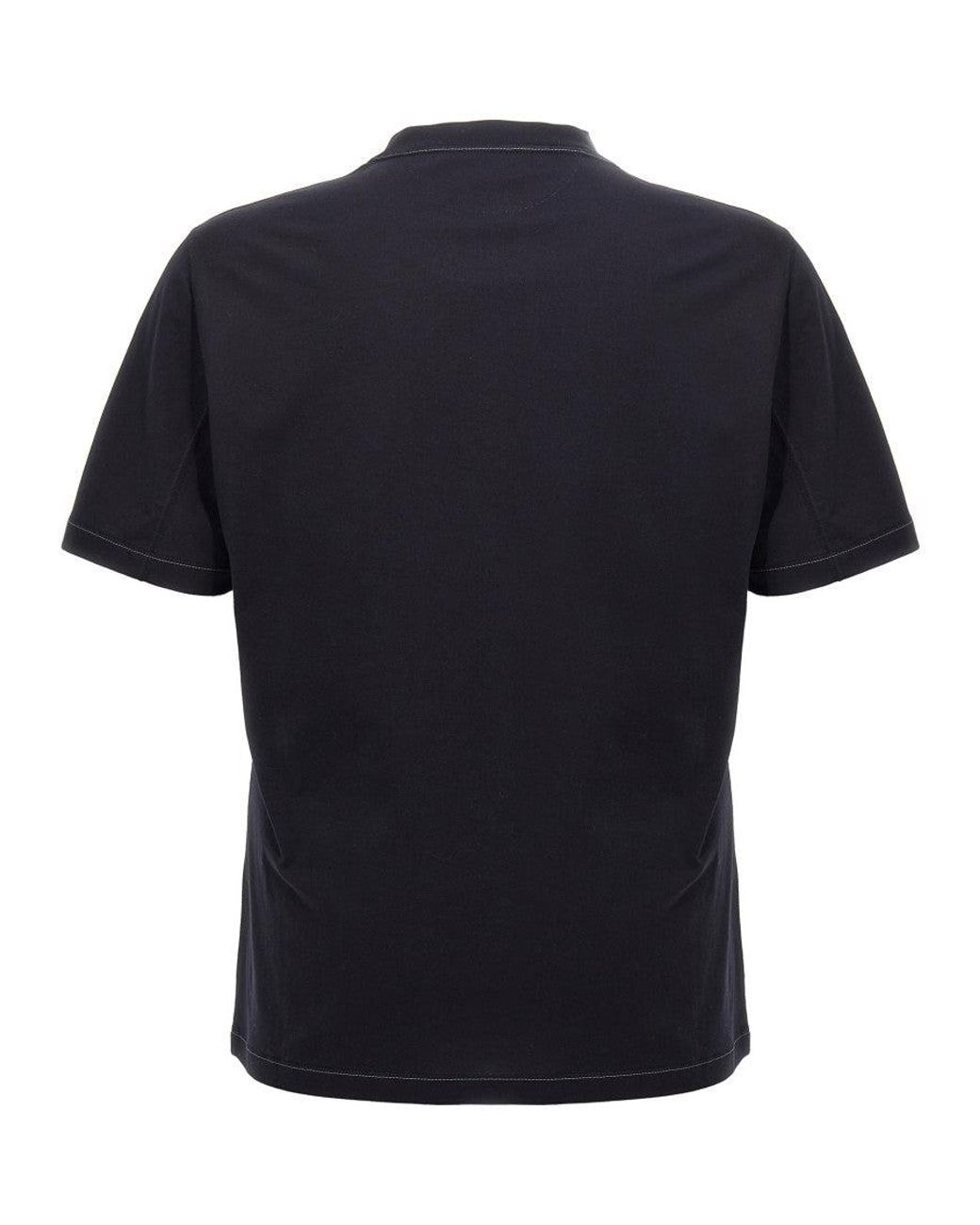 Brunello Cucinelli Black Logo Embroidery T-Shirt for men