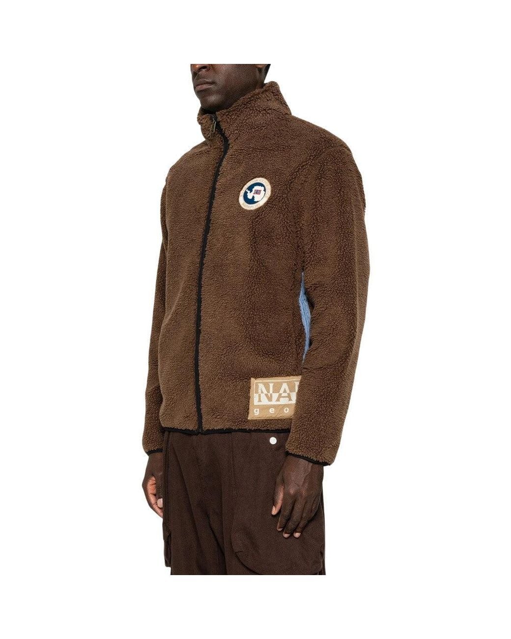 Napapijri Brown Mock Collar Jacket for men