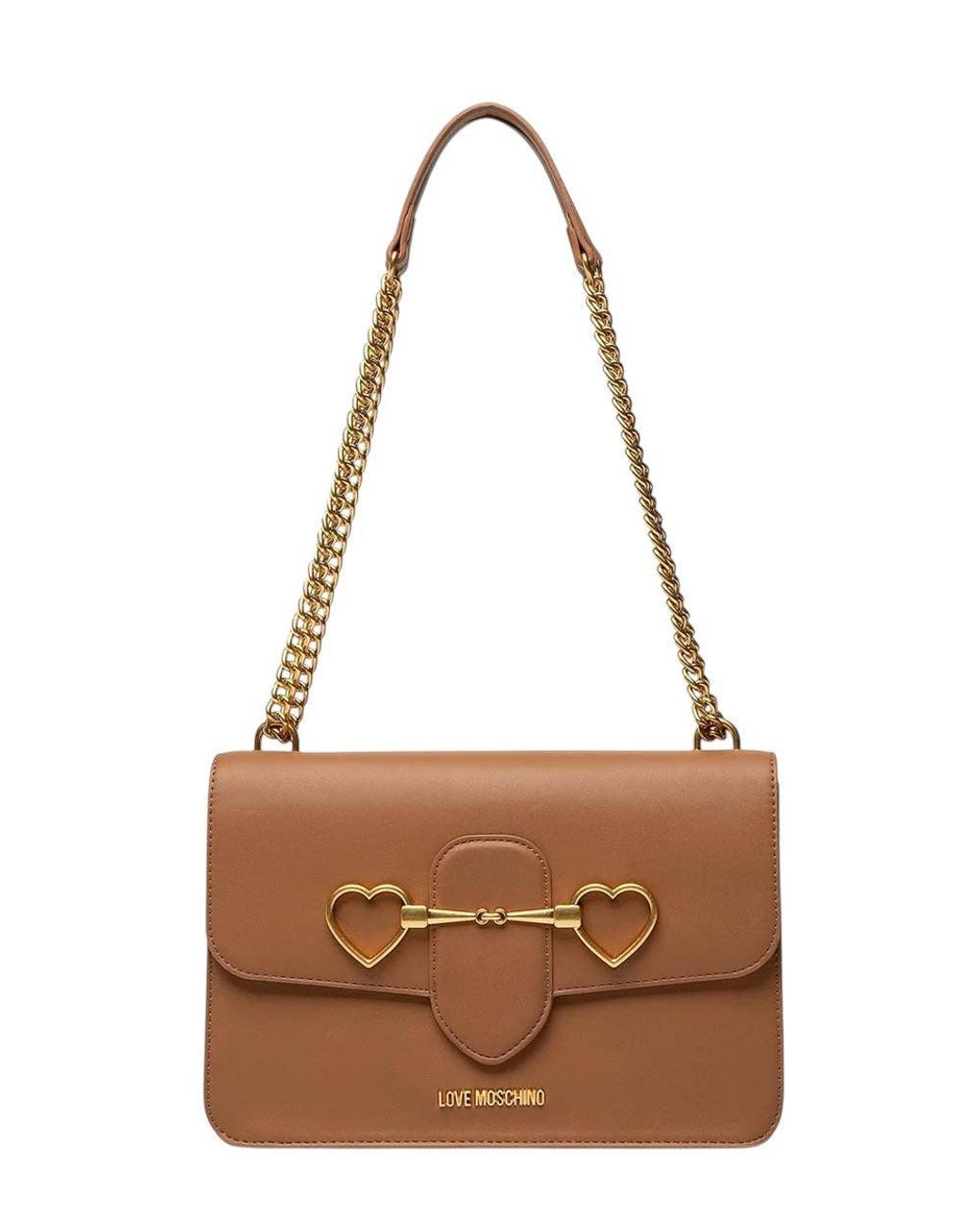 Love Moschino Brown Heart Logo Medium Shoulder Bag