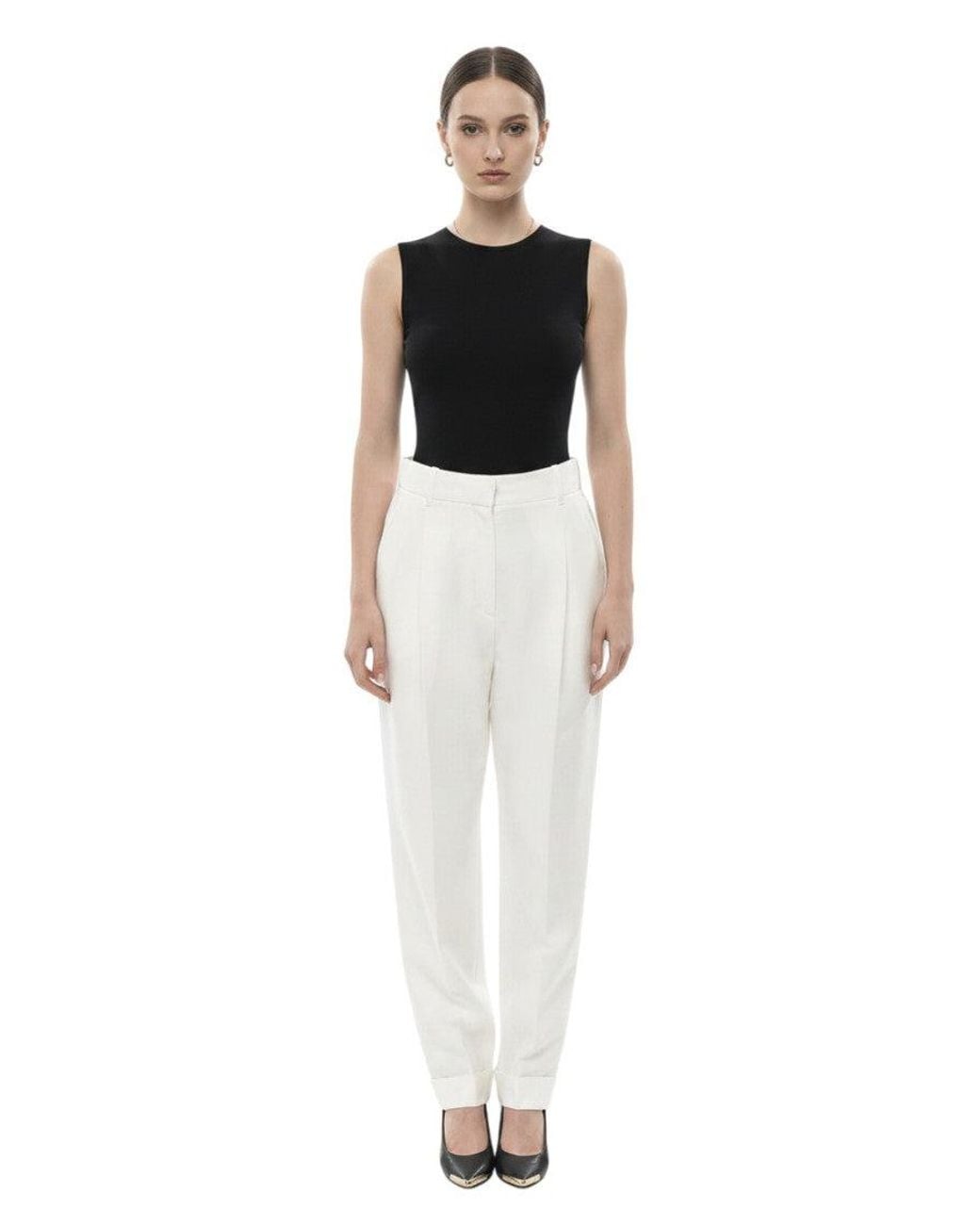McQueen Black Tapered Pleated Pants