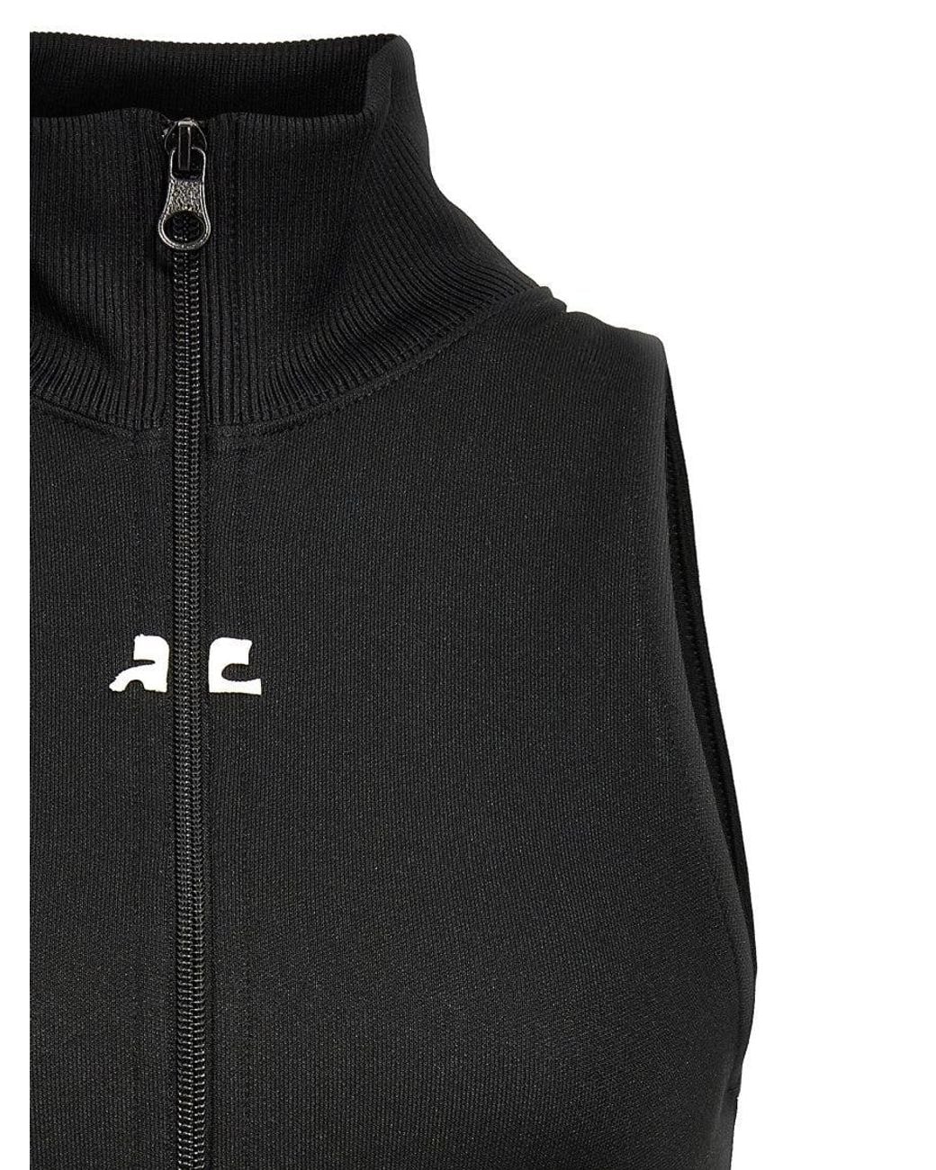 Courreges Black Logo Mock Collar Jacket