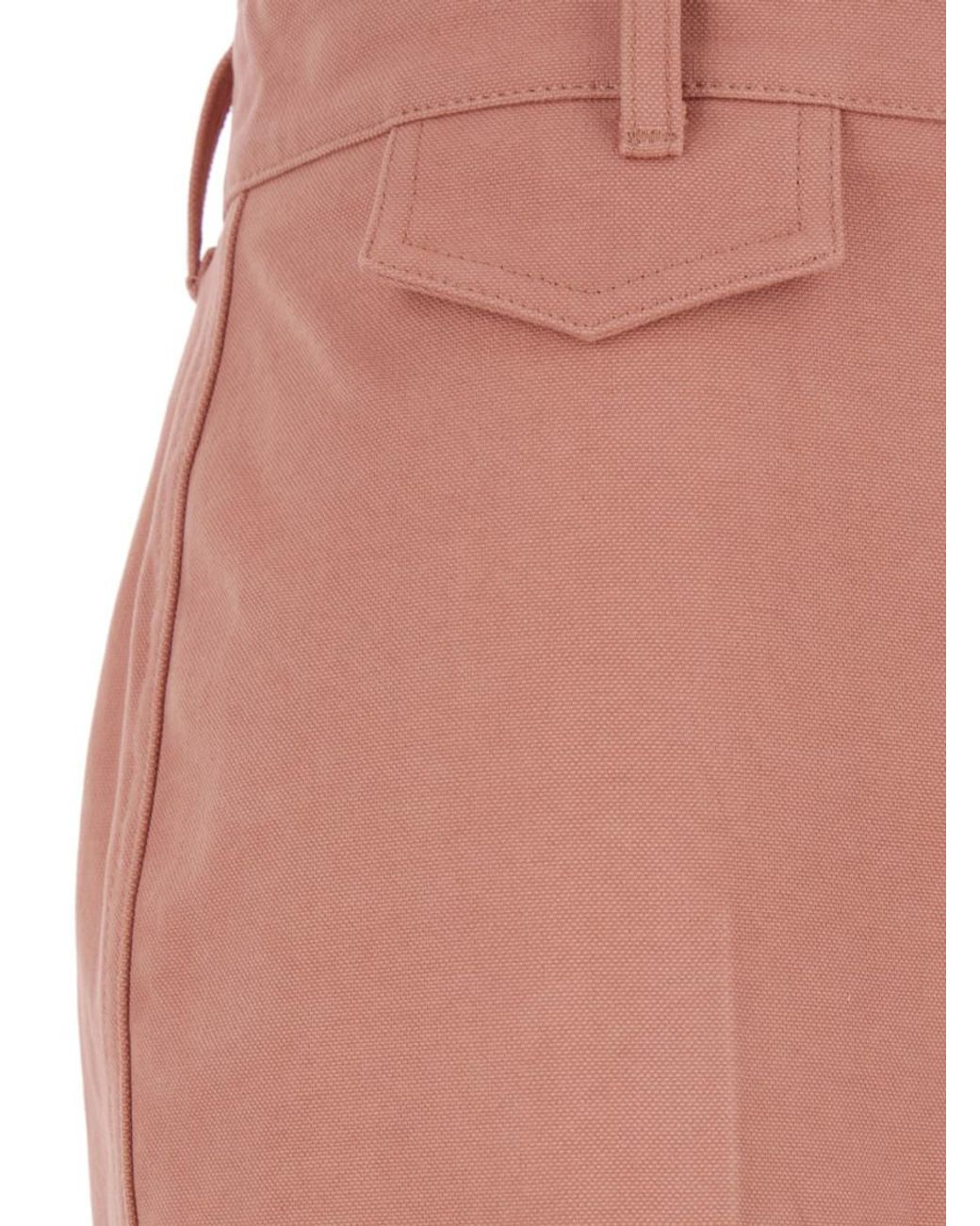Chloé Pink Chloã Pants Wiht Belt Loops And Wide Leg