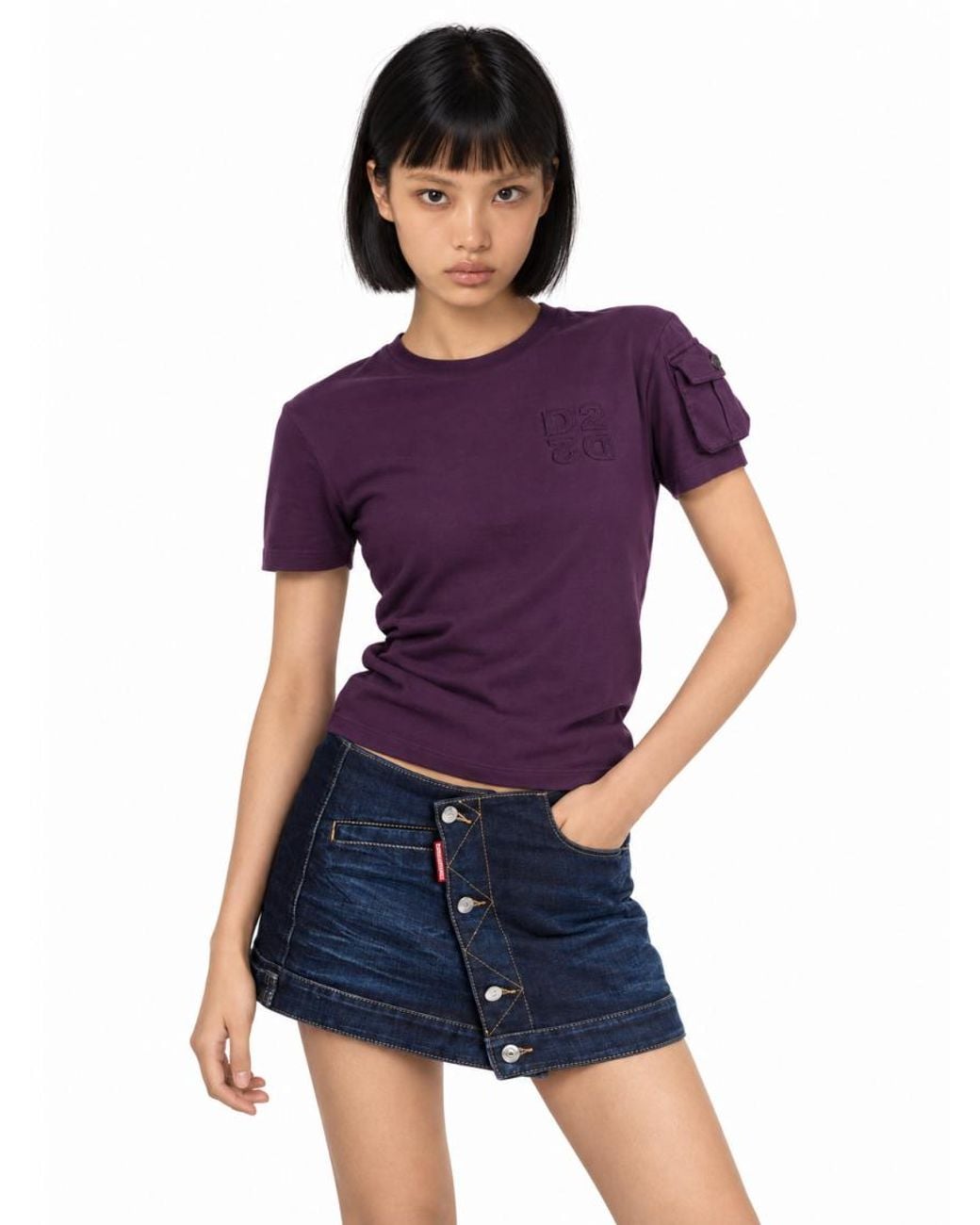 DSquared² Purple Logo Crew Neck T-Shirt