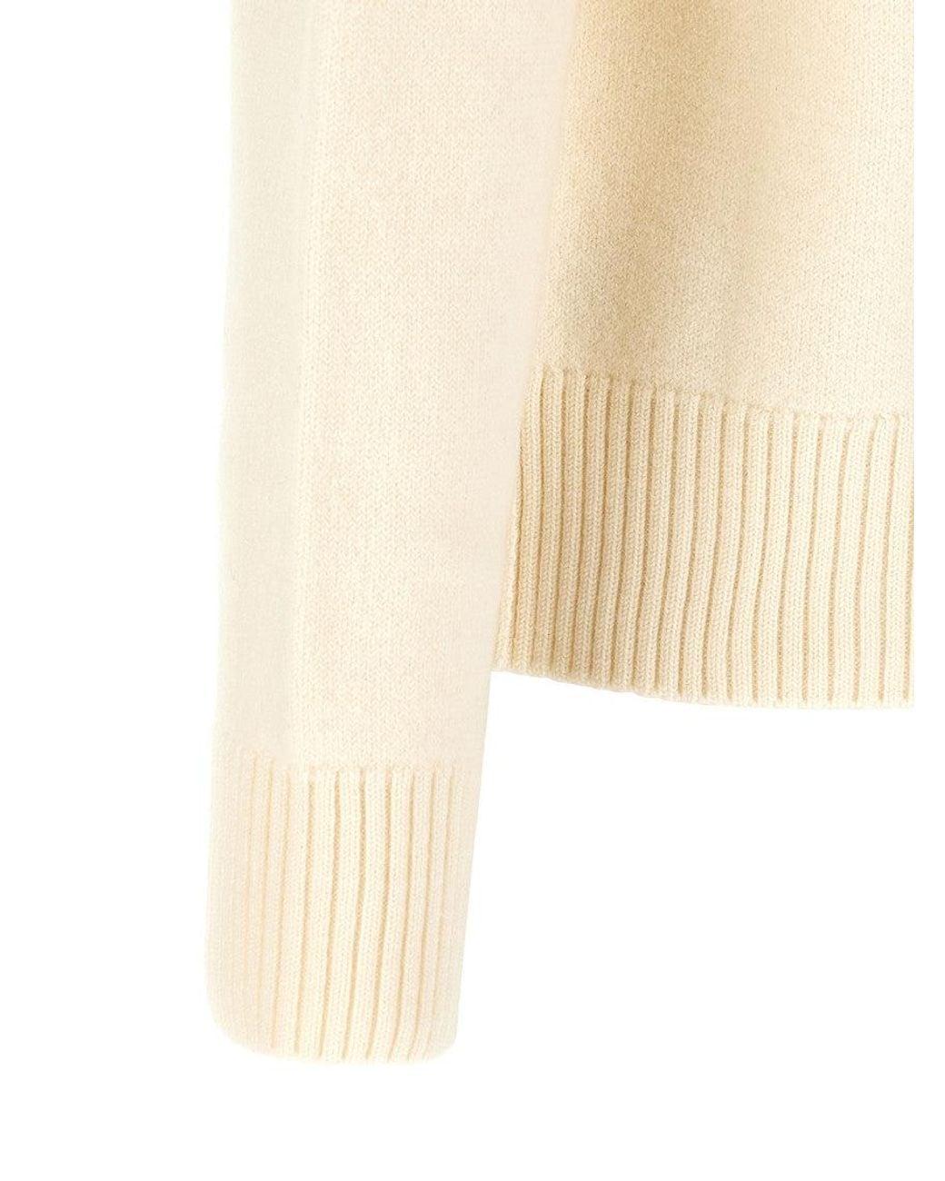 AMI Natural Off Logo Polo Sweater for men