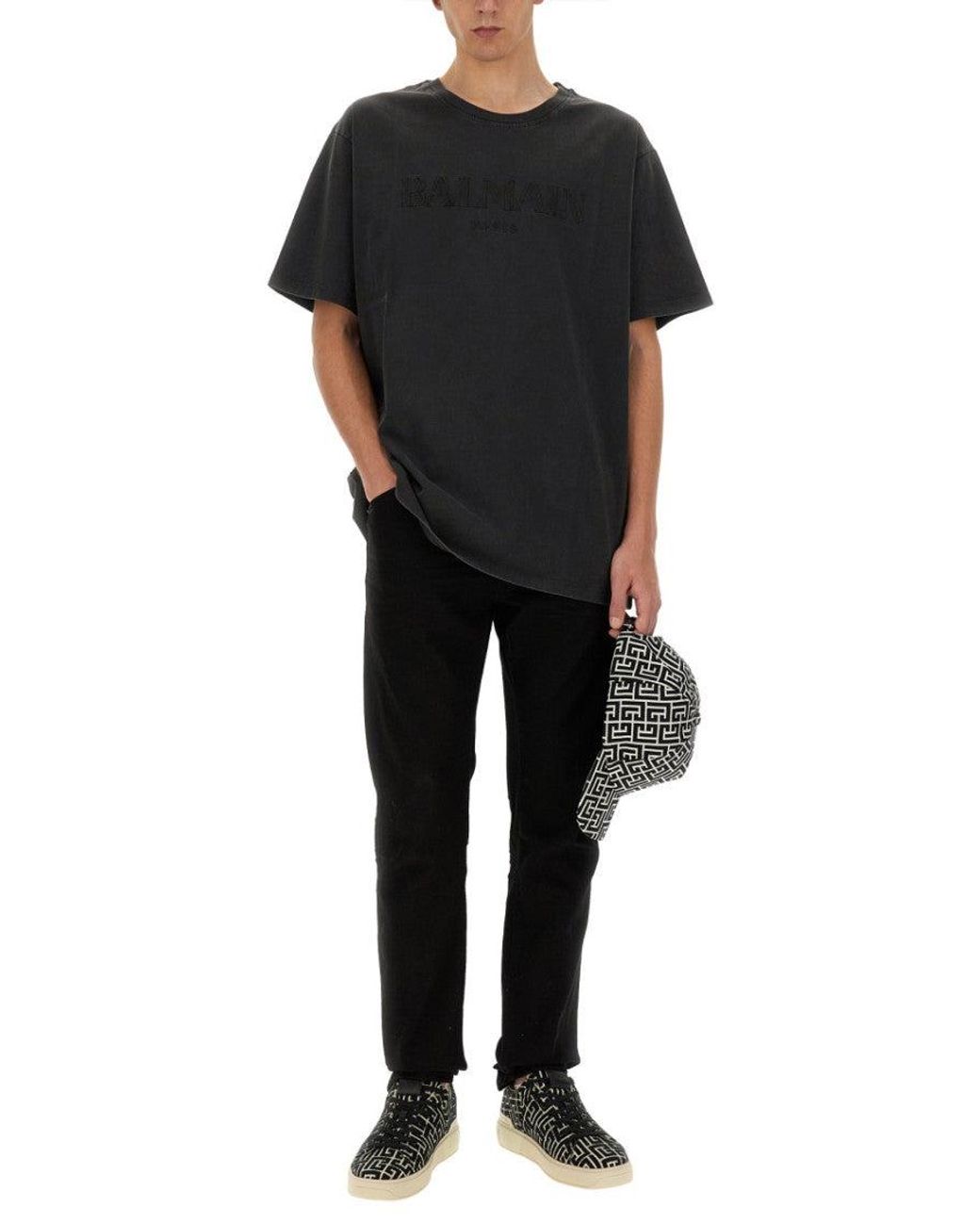 Balmain Black Oversized T-Shirt for men