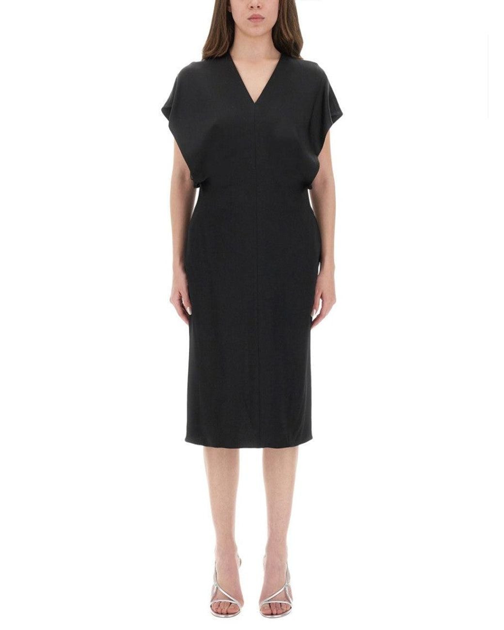Stella McCartney Black Midi Dress With Wing Sleeves