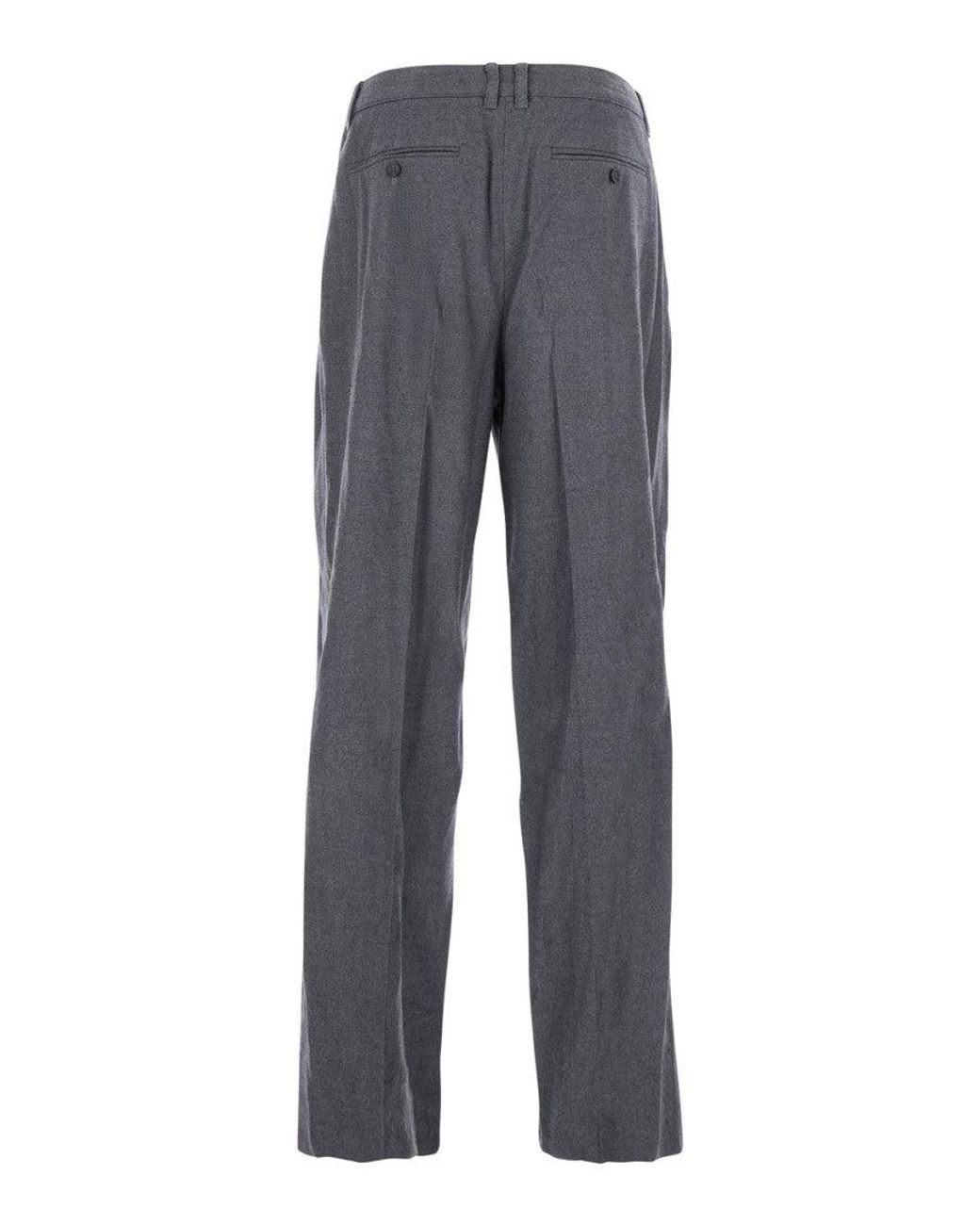 DUNST Gray Straight Pleated Pants for men
