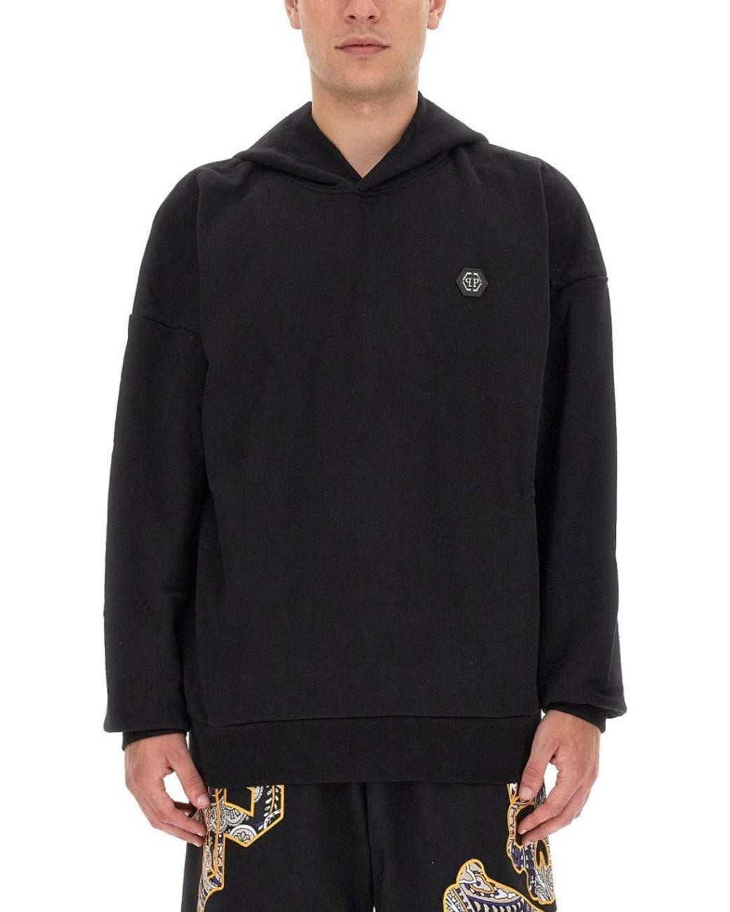 Philipp Plein Black Logo Hood Sweatshirt for men