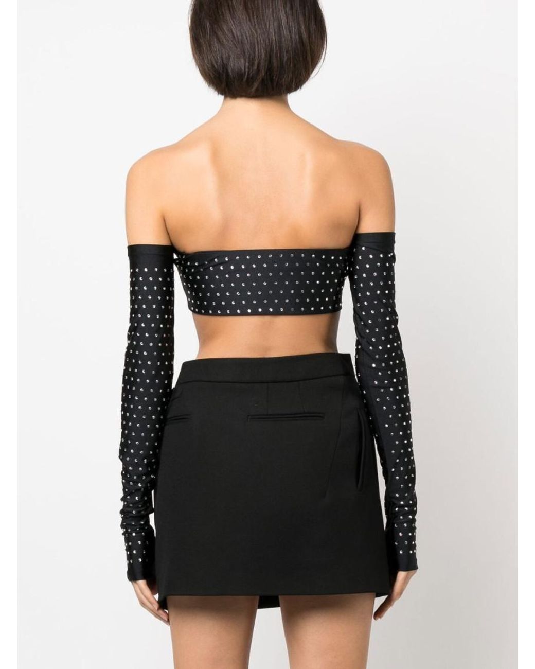 ANDAMANE Black Crystal Crop Top