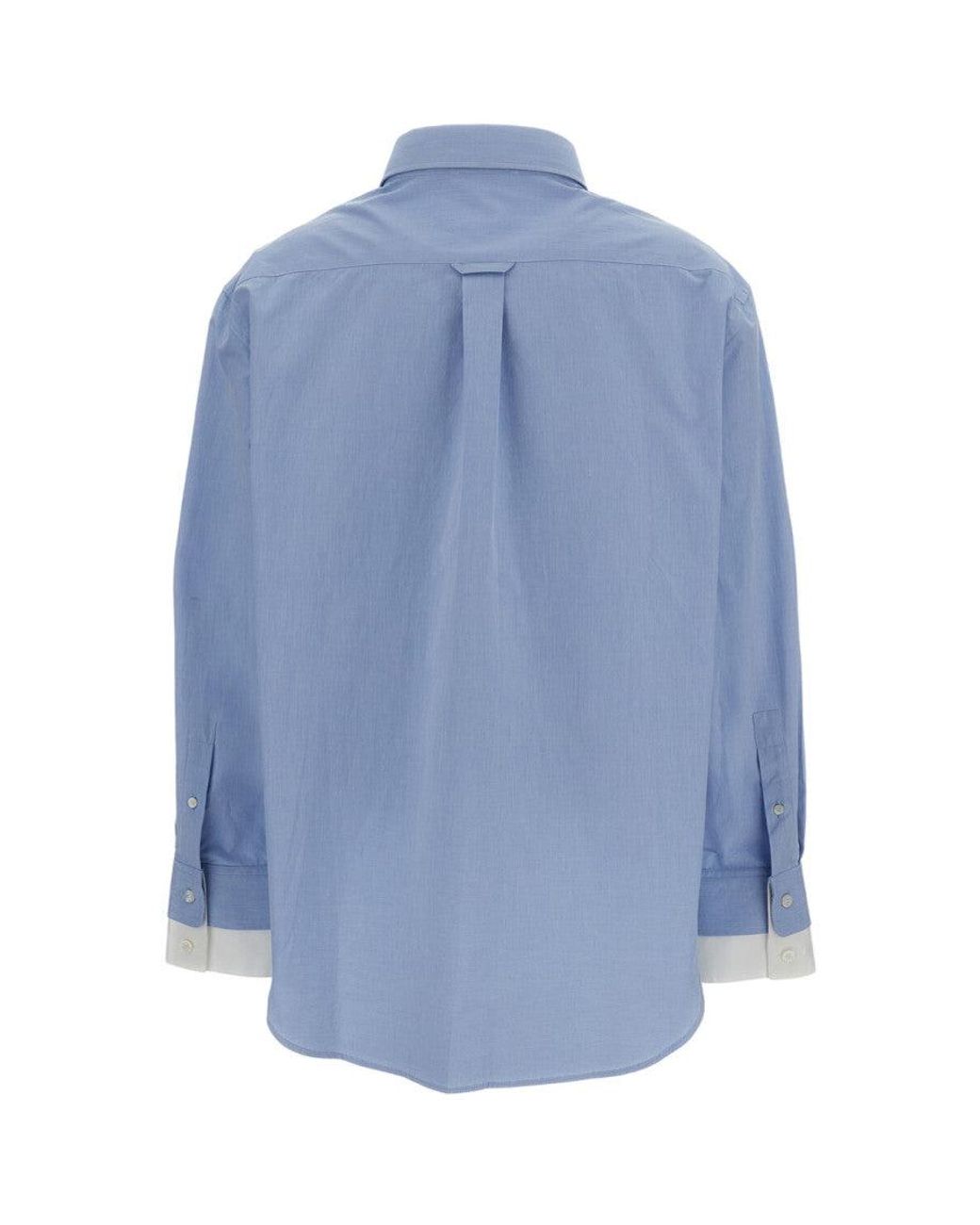 Acne Blue Clear Shirt With Classic Collar And Contrasting Cuffs