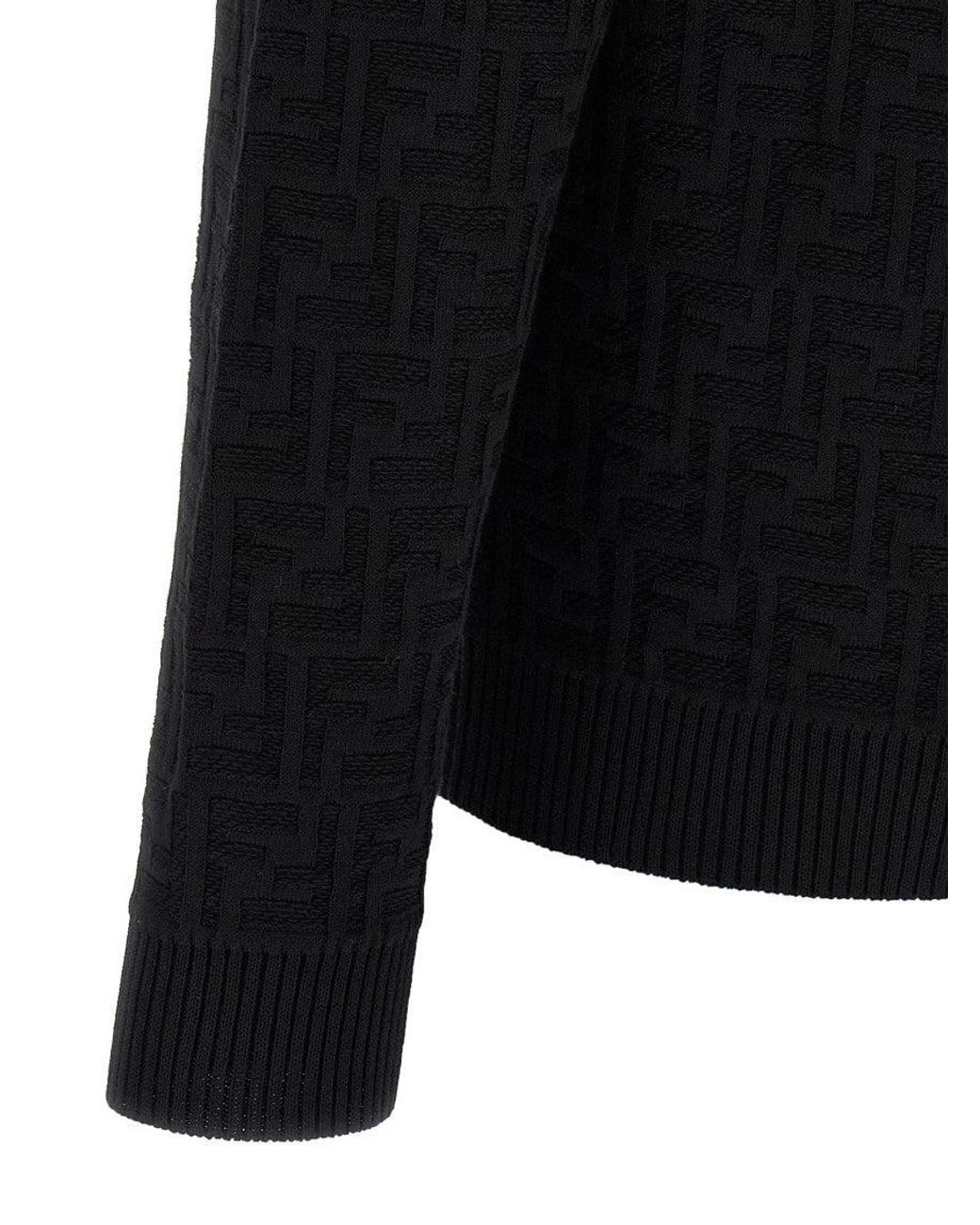 Fendi Black Ff Jacquard Sweater for men