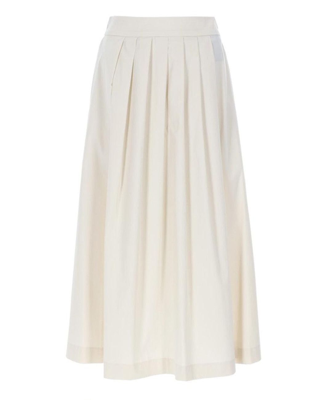 PT Torino White Pleated Midi Skirt