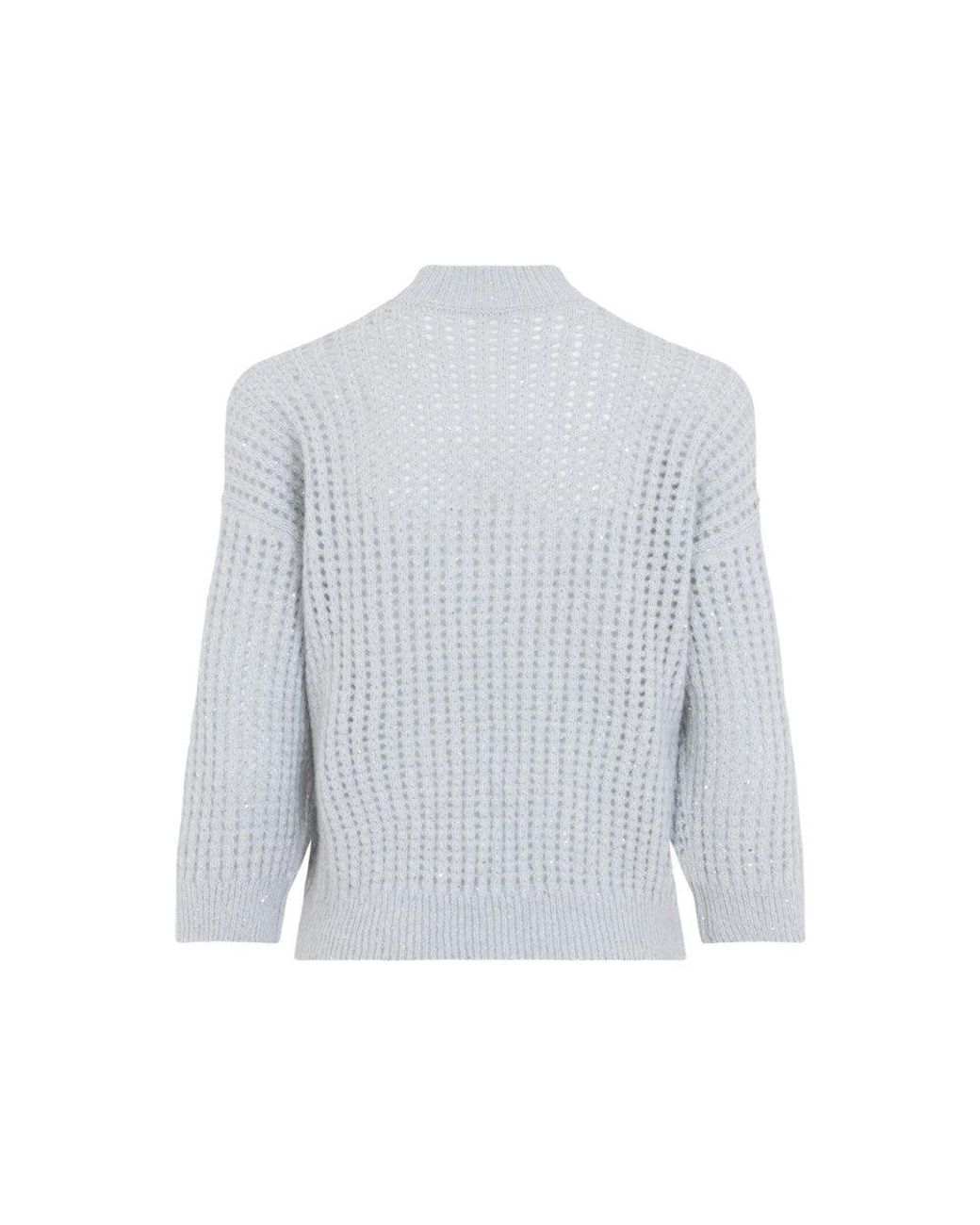 Peserico Gray Light Knitted Mock Collar Sweater