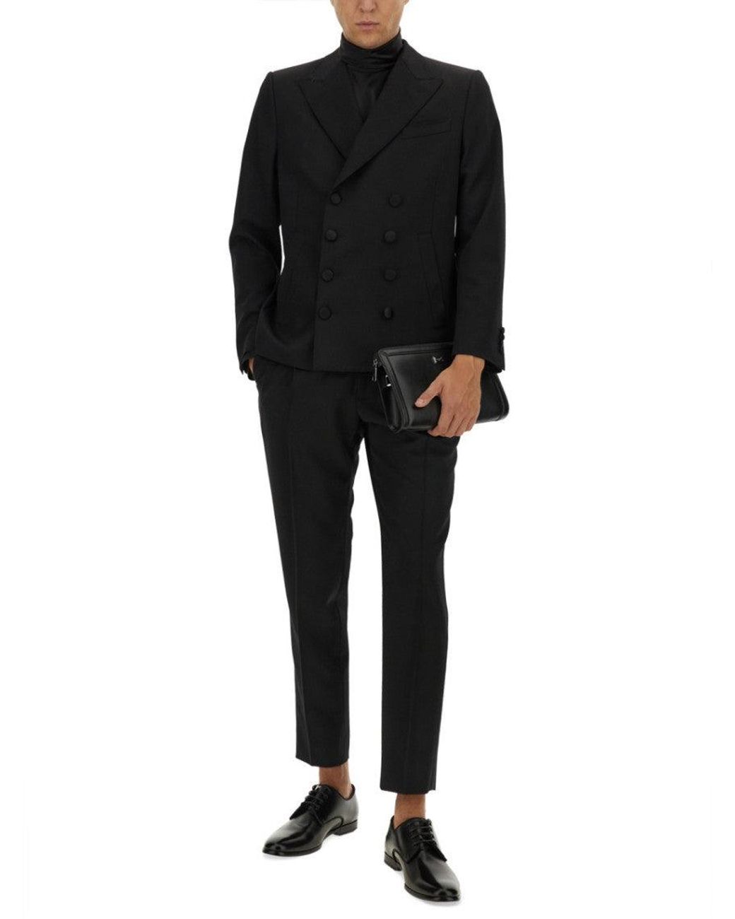 Dolce & Gabbana Black Peaked Lapel Blazer for men