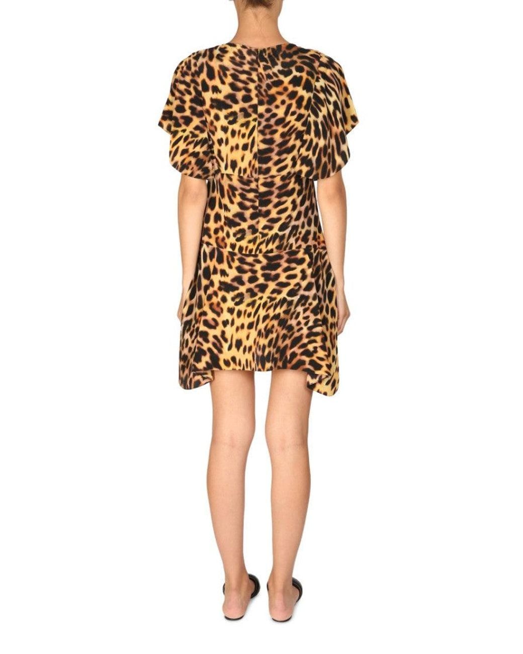 Stella McCartney Natural Animal Print Round Neck Mini Dress