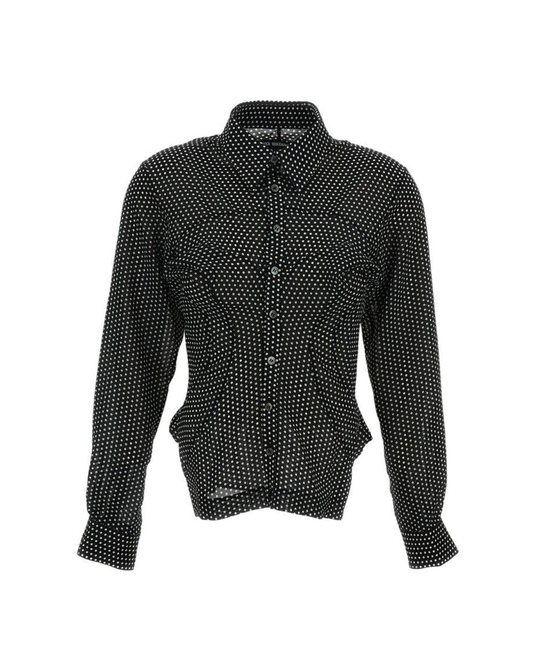 Junya Watanabe Black Slim Polka Dot Shirt