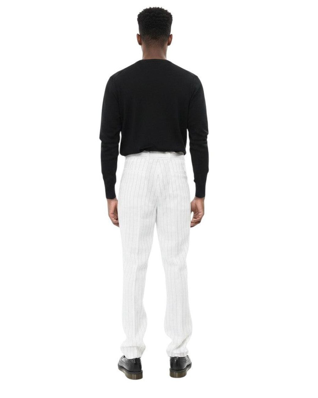 Brunello Cucinelli Black Tailored Stripes Pants for men