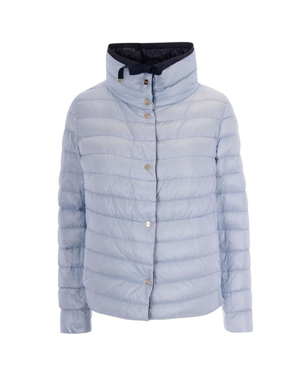 Herno Blue Solid Mock Collar Reversible Jackets