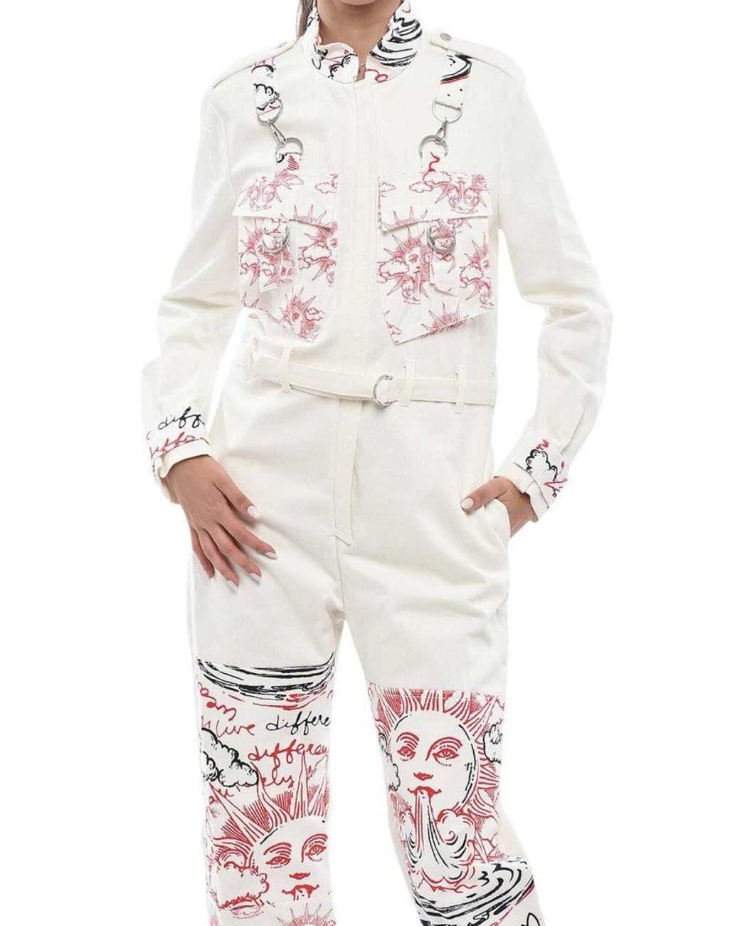 Stella McCartney White Printed Shirt Collar Jacket
