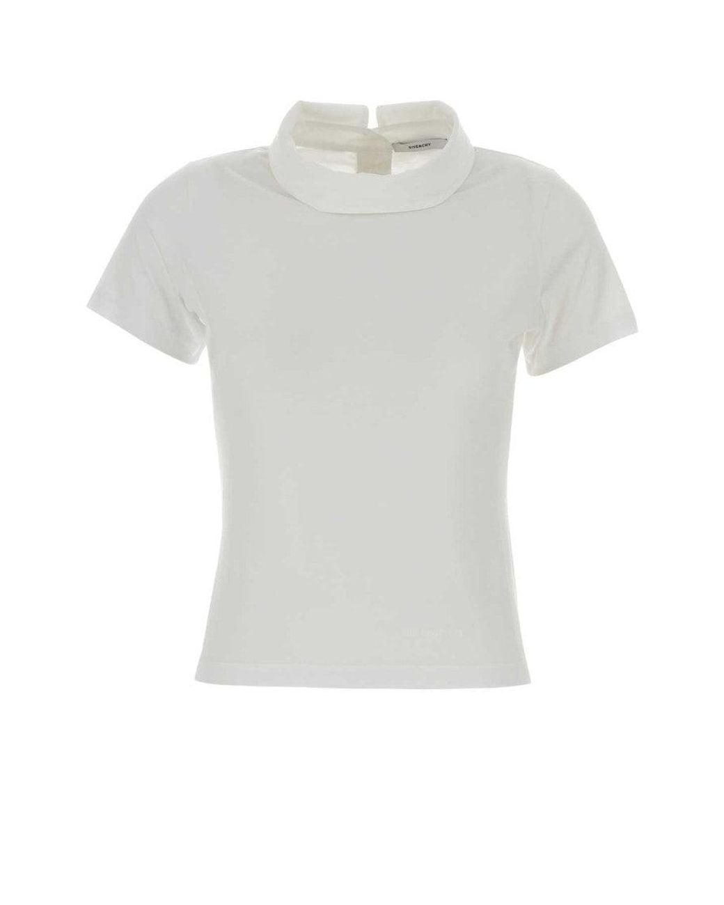 Givenchy White Solid Mock Collar T-Shirt