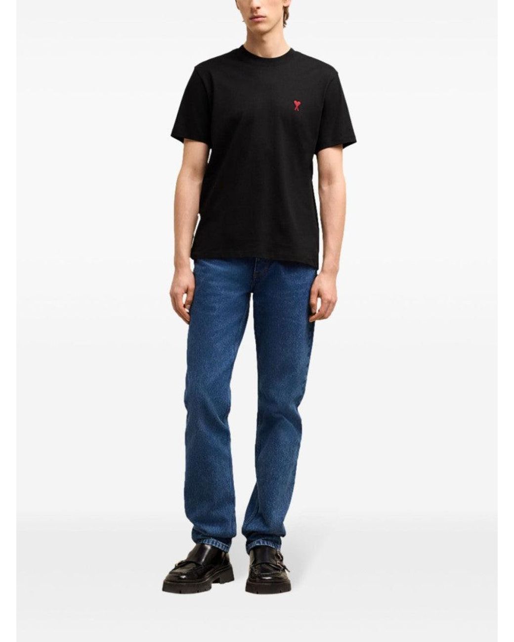 AMI Black Ami De Coeur Cotton T-Shirt