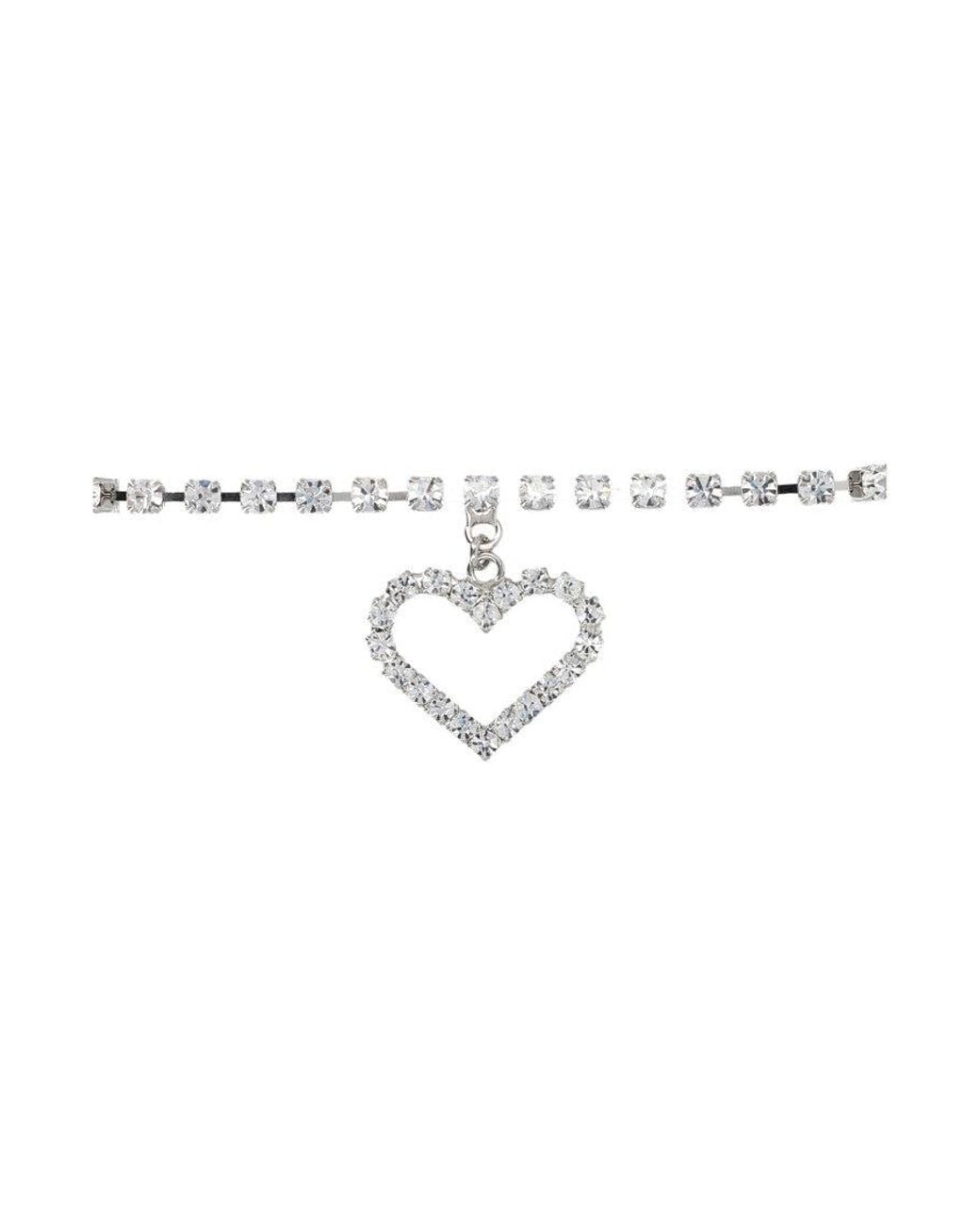 Alessandra Rich White Heart Charm Necklace