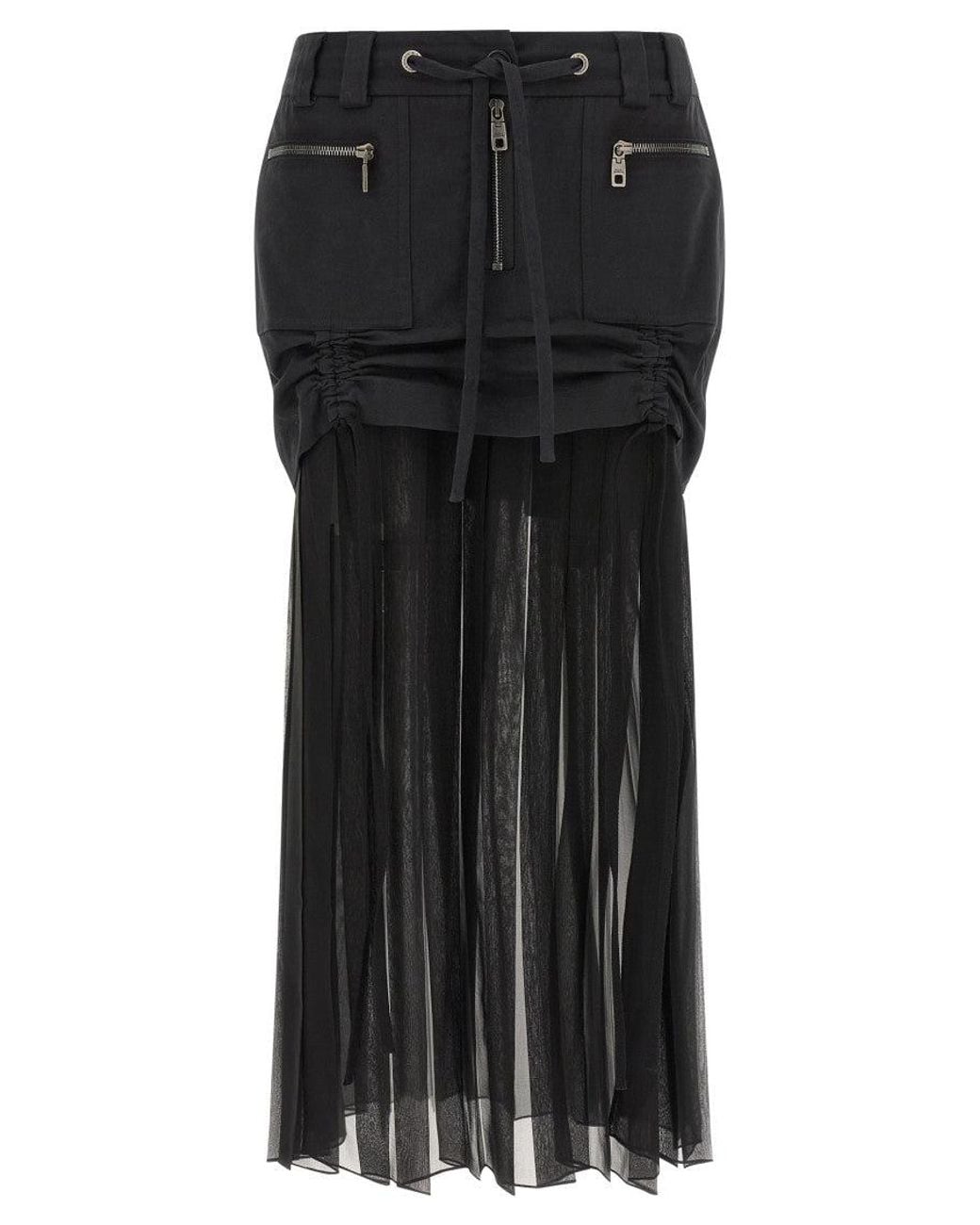 Dolce & Gabbana Black Dolce & Gabbana Twill And Chiffon Skirt